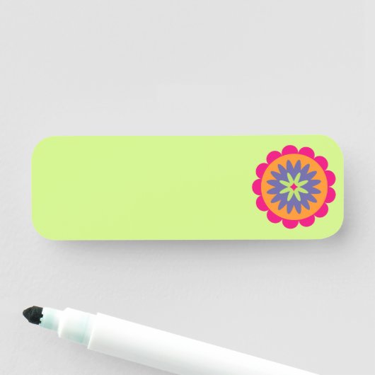 オレンジとピンクの花の形のイラスト 名札 (インサイチュ)