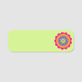 オレンジとピンクの花の形のイラスト 名札 (正面)
