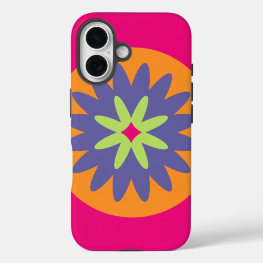 オレンジとピンクの花の形のイラスト Case-Mate iPhoneケース (裏面)