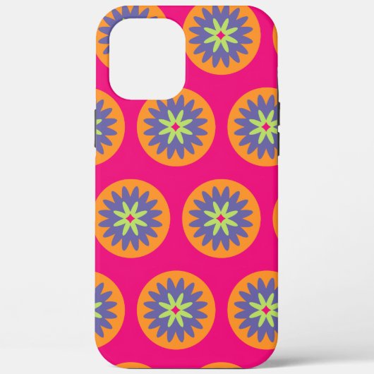 オレンジとピンクの花の形のイラスト Case-Mate iPhoneケース (裏面)