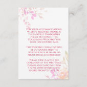 オレンジとピンクの花の水彩ウェディング エンクロージャーカード (正面)