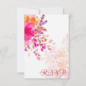 オレンジとピンクの花の水彩画 ウェディングRSVPカード 出欠カード (裏面)