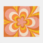 オレンジとピンクの花の開花美的グルービーパット フリースブランケット (正面(横))