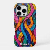 オレンジとピンクの花柄スワール iPhoneケース (裏面)