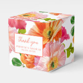 オレンジとピンクの花柄 ウェディングスクエア フェイバーボックス (正面サイド)