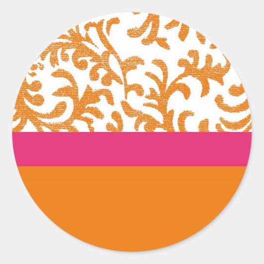 オレンジとピンクの花柄 ラウンドシール (正面)