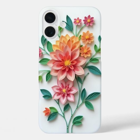 オレンジとピンクの花柄 Case-Mate iPhoneケース (裏面)