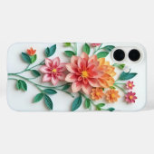 オレンジとピンクの花柄 Case-Mate iPhoneケース (裏面 (横))