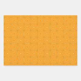 オレンジとピンクストライプのカラフルフローラ鮮やか ラッピングペーパーシート