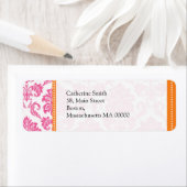 オレンジとピンクダマスクの結婚式住所 シール (インサイチュ)