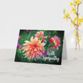 オレンジとピンクダリアの花と悔やみや弔慰 カード (黄色い花)