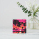 オレンジとピンク鮮やかの夕日のビーチシーン コーリングカード (スタンド正面)