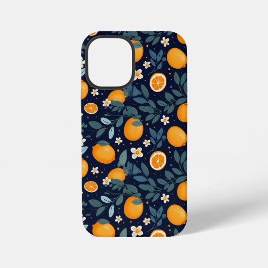 オレンジとフローラルの喜びの模様 iPhoneケース (裏面)