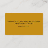 オレンジとフローラ母ヘルパー名刺 コーリングカード (裏面)