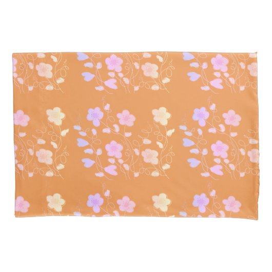 オレンジとフローラ 枕カバー (正面)