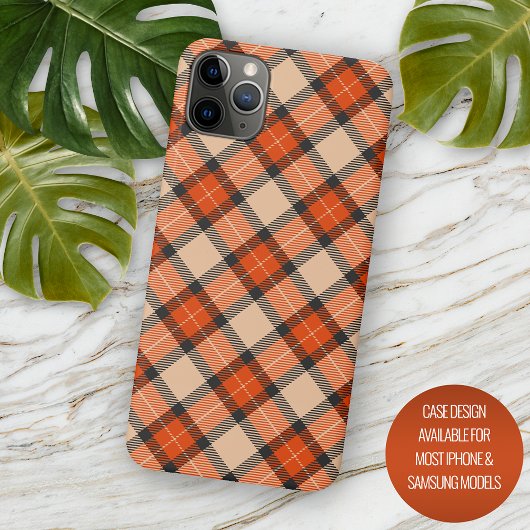 オレンジとブラウンのオータムンポンプキンタートンパターン Case-Mate iPhoneケース