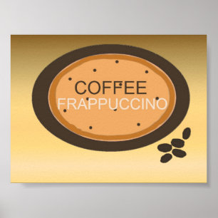 オレンジとブラウンのコーヒーフラペチーノサイン ポスター