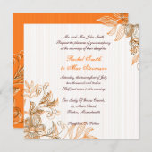 オレンジとブラウンのフローラ結婚式招待状 招待状 (正面/裏面)