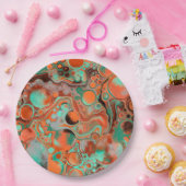 オレンジとブラウンの抽象芸術アートバースデーパーティー ペーパープレート (パーティー)