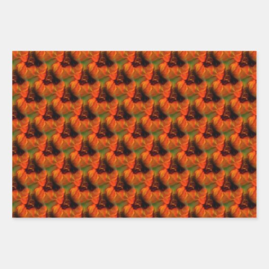 オレンジとブラウンの抽象芸術アートパターン ラッピングペーパーシート (正面3)