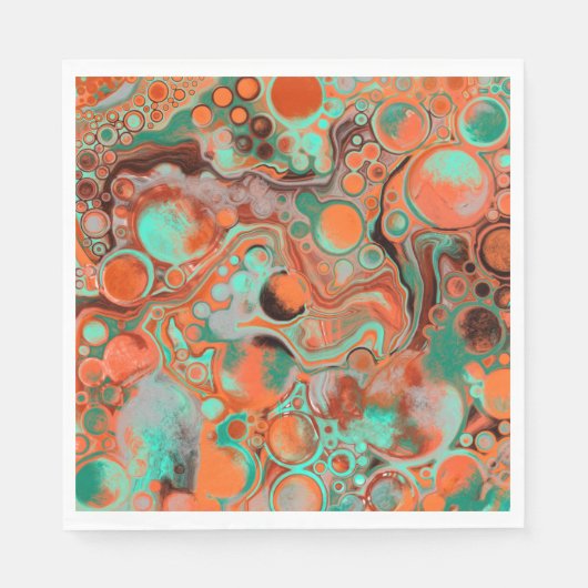 オレンジとブラウンの抽象芸術アート スタンダードランチョンナプキン (正面)