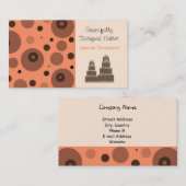 オレンジとブラウンの抽象芸術デザイナーケーキ 名刺 (正面/裏面)