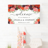 オレンジとブラウンの秋の花結婚の歓迎 横断幕 (インサイチュ)