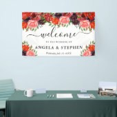 オレンジとブラウンの秋の花結婚の歓迎 横断幕 (トレードショー)