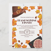 オレンジとブラウンの秋 感謝祭の食事への招待 招待状 (正面)