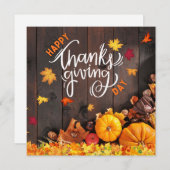 オレンジとブラウンの素朴なハッピースモールタンクsgiving シーズンカード (正面/裏面)