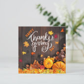 オレンジとブラウンの素朴なハッピースモールタンクsgiving シーズンカード (スタンド正面)