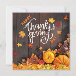 オレンジとブラウンの素朴なハッピースモールタンクsgiving シーズンカード