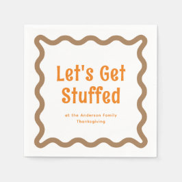 オレンジとブラウンは波状の四角詰まったを得よう スタンダードカクテルナプキン