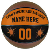 オレンジとブラックのカスタムバスケットボールフルサイズ、ミニ バスケットボール (正面)