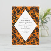 オレンジとブラックのグラムフェイクフォイル結婚ズ 招待状 (スタンド正面)