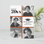 オレンジとブラックのグラード招待状、マット7" x 5" 招待状 (スタンド正面)