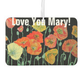 オレンジとブラックのケシの花の名前の車の芳香剤 カーエアーフレッシュナー (裏面)