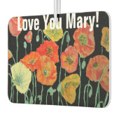 オレンジとブラックのケシの花の名前の車の芳香剤 カーエアーフレッシュナー (左)