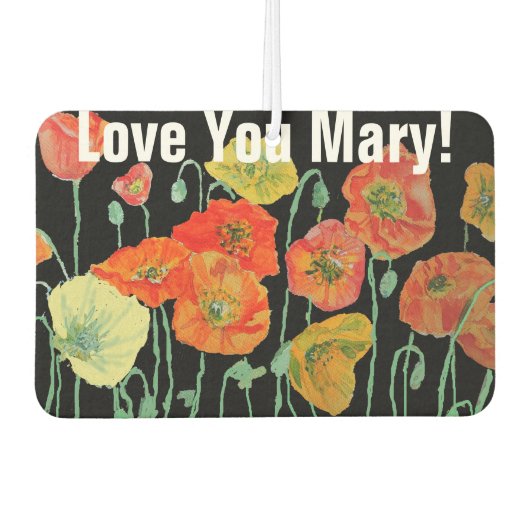 オレンジとブラックのケシの花の名前の車の芳香剤 カーエアーフレッシュナー (正面)