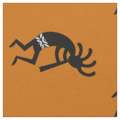 オレンジとブラックのココペリ模様の南西 ファブリック (クローズアップ)