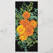 オレンジとブラックのゴシックの牡丹とバラ結婚のメニュー メニュー (裏面)