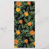 オレンジとブラックのゴシックの牡丹とバラ結婚のメニュー メニュー (裏面)