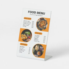 オレンジとブラックのジオメはっきりしたトリックレストランメニュー 台座サイン