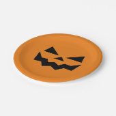 オレンジとブラックのジャック・オ・ランタンのカボチャ顔 ペーパープレート (アングル)