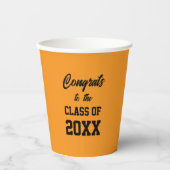オレンジとブラックのスクールカラー卒業パーティー 紙コップ (正面)