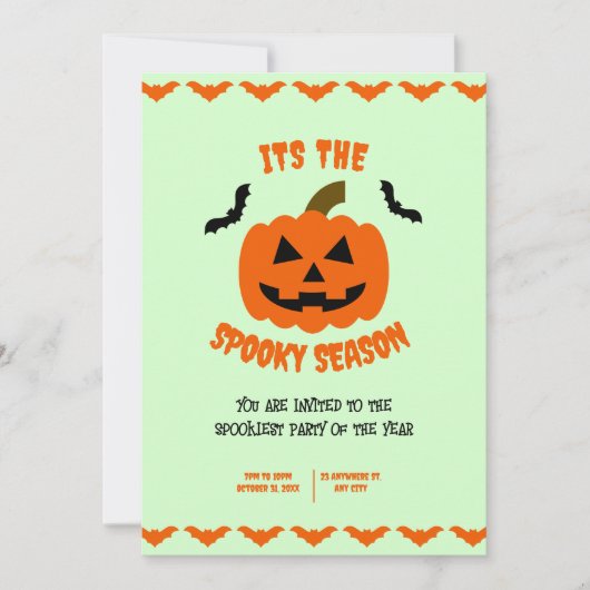 オレンジとブラックのスプーキー・ハロウィン,ハロウィンパーティー 招待状 (正面)