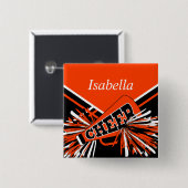 オレンジとブラックのチアリーダーの衣装 缶バッジ (正面&裏面)