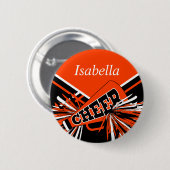 オレンジとブラックのチアリーダーの衣装 缶バッジ (正面&裏面)