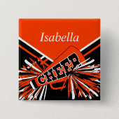 オレンジとブラックのチアリーダーの衣装 缶バッジ (正面)