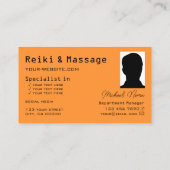 オレンジとブラックのチェスボモダンードとフォトシック 名刺 (裏面)